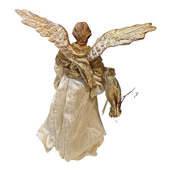 Vintage 14 Inch Beautiful Ornate Gold Angel Christmas Holiday Tree Topper - Picture 4 of 11